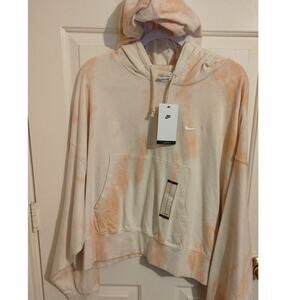 Nike Womens Hoodie Oversized Tie Dye Look Pink Cream Large NWT